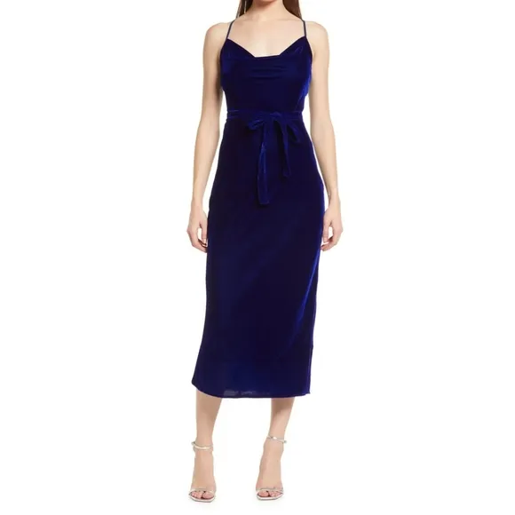 Adelyn Rae Zana Velvet Cowl Neck Slip Dress Size M