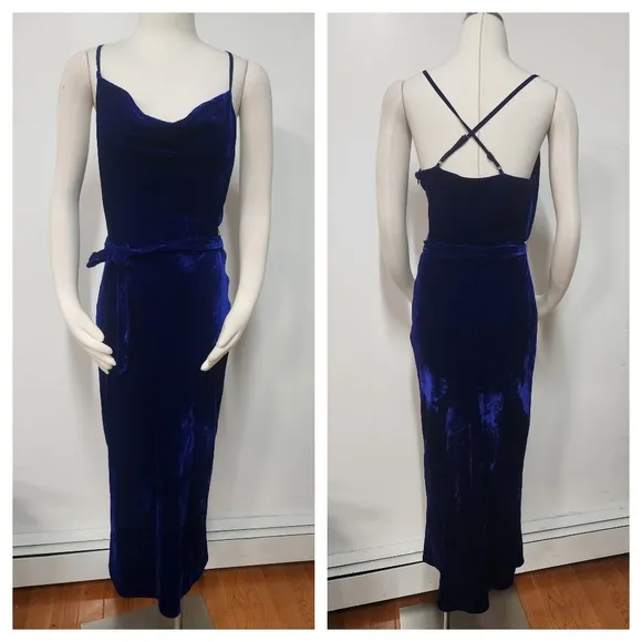 Adelyn Rae Zana Velvet Cowl Neck Slip Dress Size M