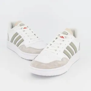 ADIDAS MENS HOOPS 3.0 LOW SNEAKER 3 STRIPE SHOES NEUTRAL LEATHER SIZE 9