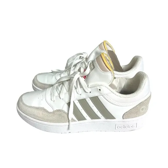ADIDAS MENS HOOPS 3.0 LOW SNEAKER 3 STRIPE SHOES NEUTRAL LEATHER SIZE 9