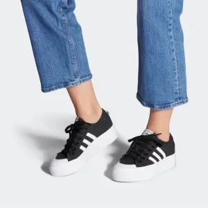 adidas Originals Sz 6.5 Nizza Platform Black White Women’s Casual  Shoes FV5321