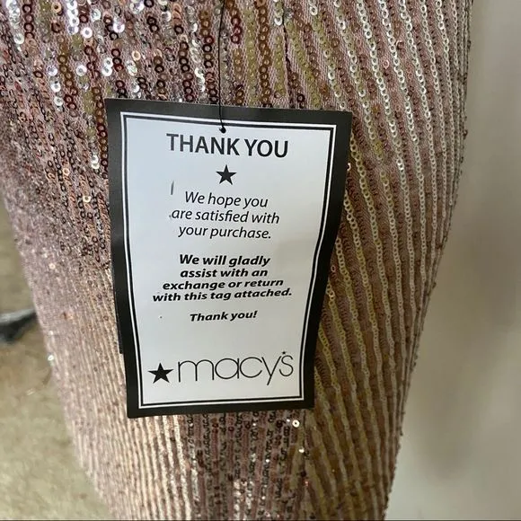 Adrianna Papell‎ Strappy Sequined Crisscross Cocktail Rose Gold Mini Dress