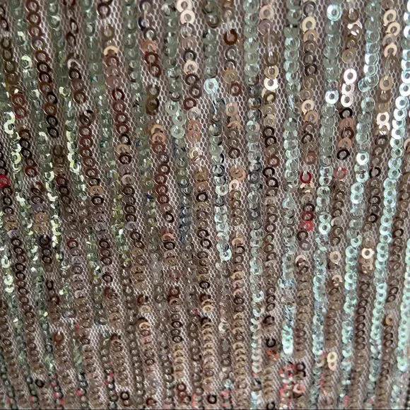 Adrianna Papell‎ Strappy Sequined Crisscross Cocktail Rose Gold Mini Dress