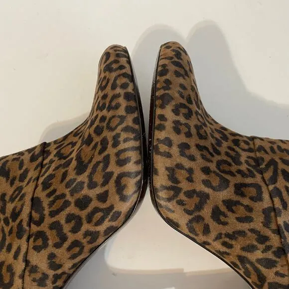 AERIN Leopard Print Suede Pembroke Ankle Booties Brown Black Women's Size 9.5 M