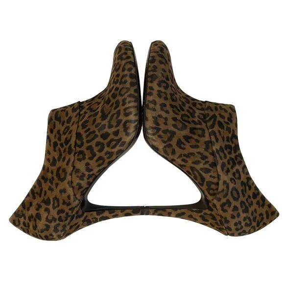 AERIN Leopard Print Suede Pembroke Ankle Booties Brown Black Women's Size 9.5 M
