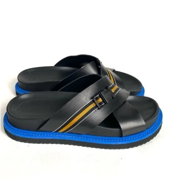 A.F. Vandevorst Leather Slides 8.5 Black Blue