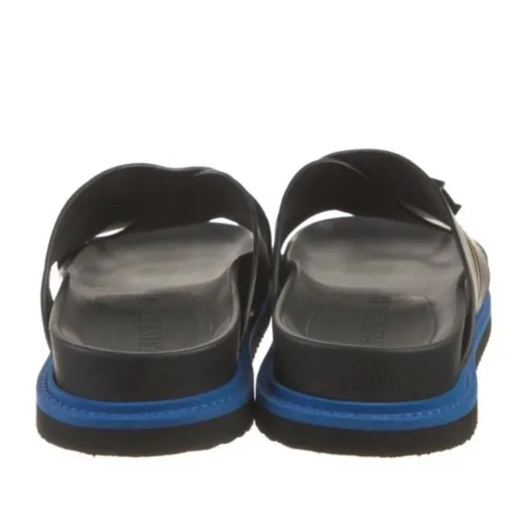 A.F. Vandevorst Leather Slides 8.5 Black Blue