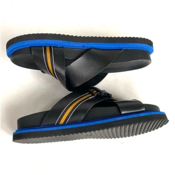 A.F. Vandevorst Leather Slides 8.5 Black Blue