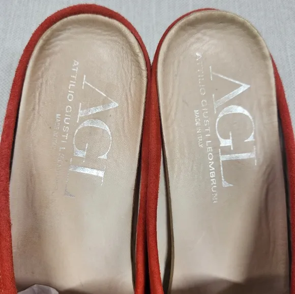 AGL Attilio Giusti Leombruni Size 40.5 Red Mules Suede