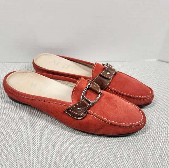 AGL Attilio Giusti Leombruni Size 40.5 Red Mules Suede