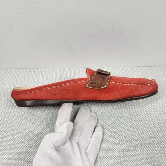 AGL Attilio Giusti Leombruni Size 40.5 Red Mules Suede