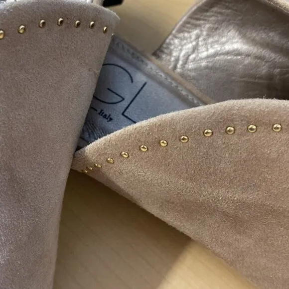 AGL Italian Mules Suede / Gold Studs