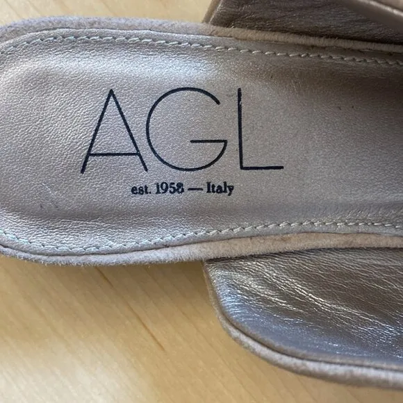 AGL Italian Mules Suede / Gold Studs