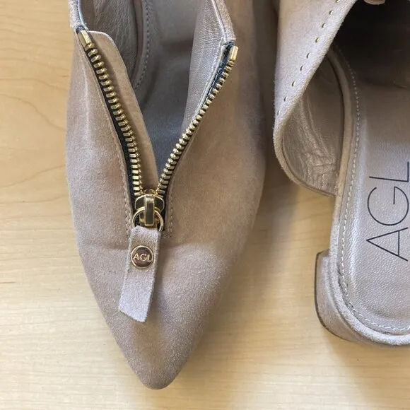 AGL Italian Mules Suede / Gold Studs