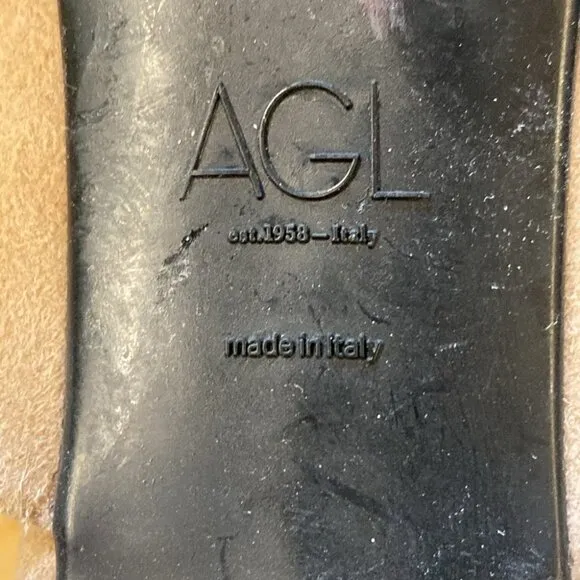 AGL Italian Mules Suede / Gold Studs