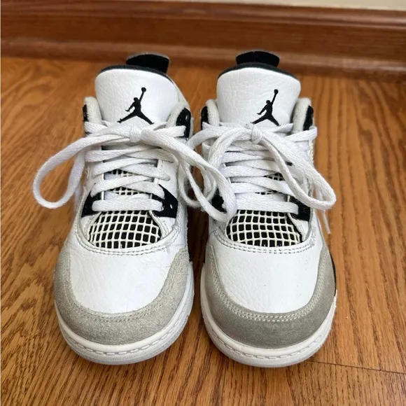 Air Jordan 4 Retro Shoes Kids 11C Military Black