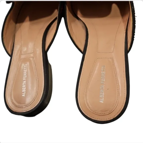 ALBERTA FERRETTI | Floral Embroidered Pointed-Toe Mules in Size EU 40 / US 9.5
