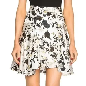 A.L.C. textured silk floral belted skirt 0 XS