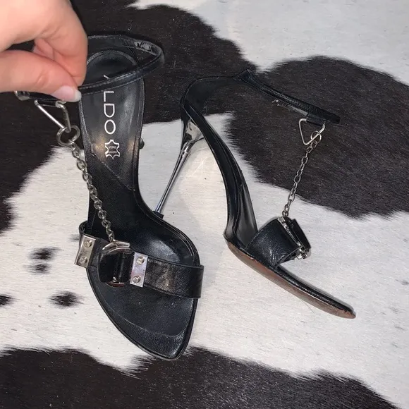 Aldo Sexy Chain Detail Chrome Stiletto Heels