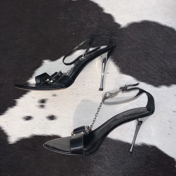Aldo Sexy Chain Detail Chrome Stiletto Heels