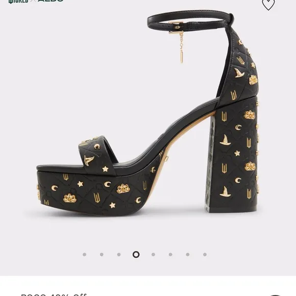 Aldo Wicked platforms Black with Gold charms