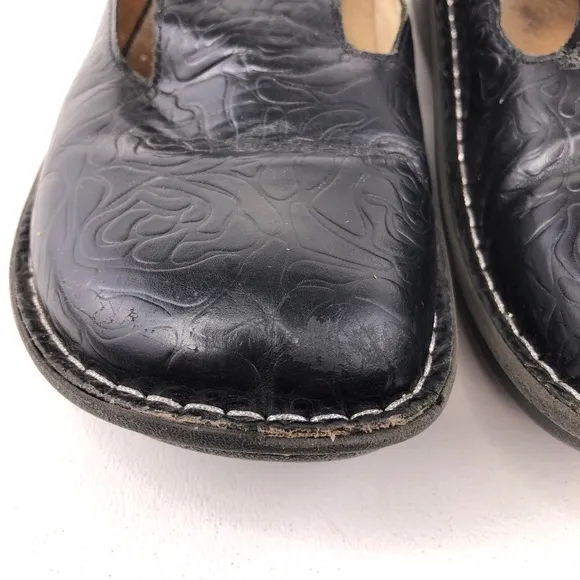 Alegria Classic Black Emboss Rose Clog Slides EUR 38