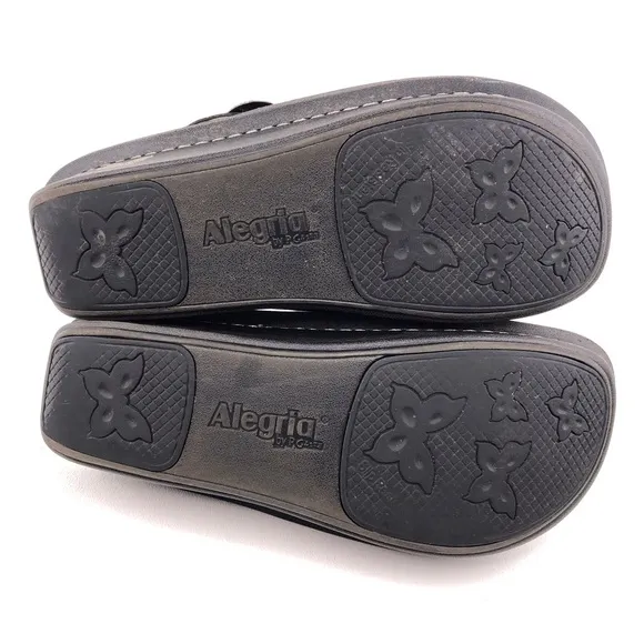 Alegria Classic Black Emboss Rose Clog Slides EUR 38
