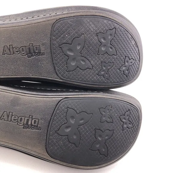 Alegria Classic Black Emboss Rose Clog Slides EUR 38