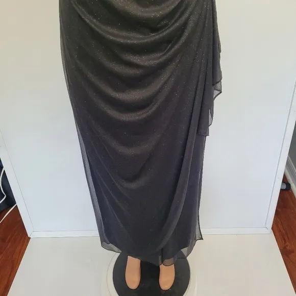 ALEX EVENINGS Cold-Shoulder Draped Ruffle Gown