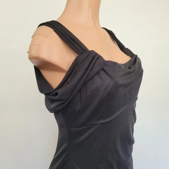 ALEX EVENINGS Cold-Shoulder Draped Ruffle Gown