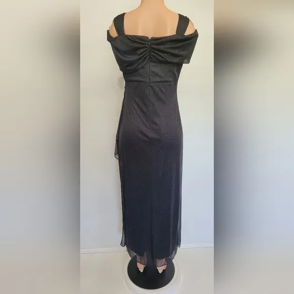 ALEX EVENINGS Cold-Shoulder Draped Ruffle Gown