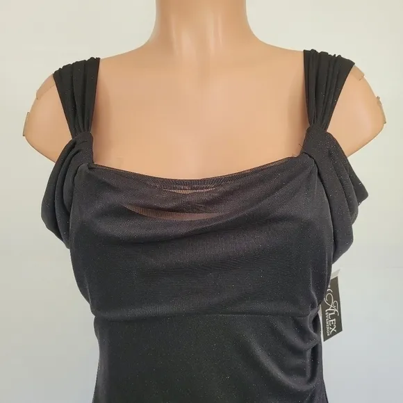 ALEX EVENINGS Cold-Shoulder Draped Ruffle Gown