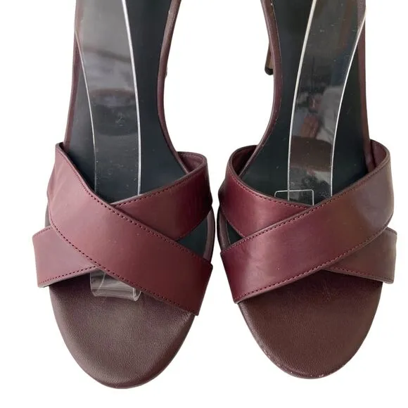 Alexander Wang Burgundy Leather Strappy Ankle Strap 4” Heels Size 40 / US 10 S02