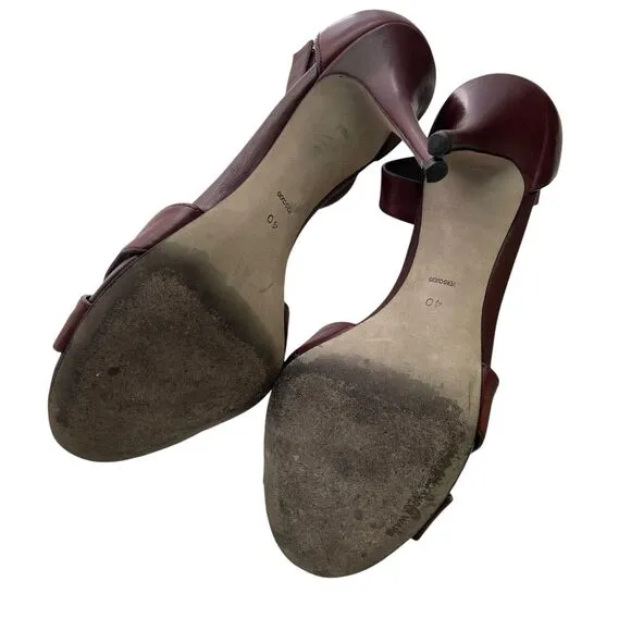 Alexander Wang Burgundy Leather Strappy Ankle Strap 4” Heels Size 40 / US 10 S02