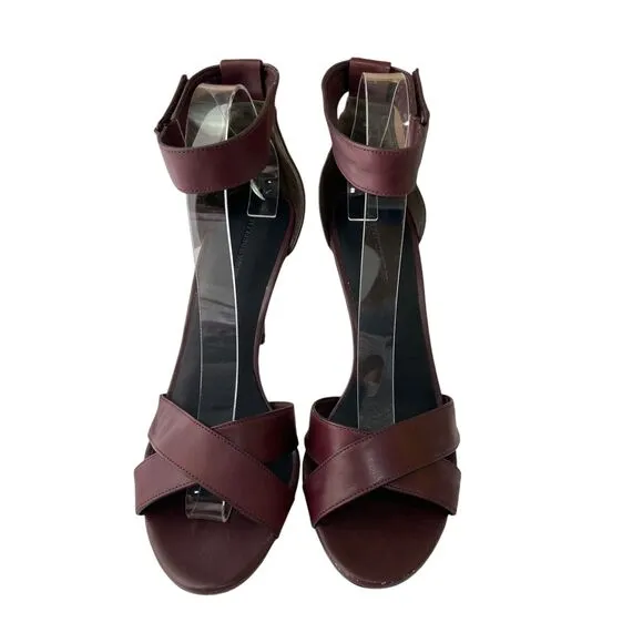 Alexander Wang Burgundy Leather Strappy Ankle Strap 4” Heels Size 40 / US 10 S02
