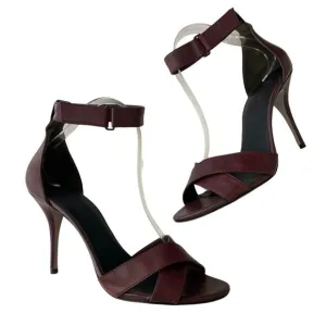 Alexander Wang Burgundy Leather Strappy Ankle Strap 4” Heels Size 40 / US 10 S02
