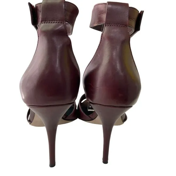Alexander Wang Burgundy Leather Strappy Ankle Strap 4” Heels Size 40 / US 10 S02