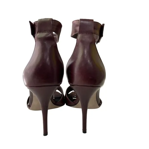 Alexander Wang Burgundy Leather Strappy Ankle Strap 4” Heels Size 40 / US 10 S02
