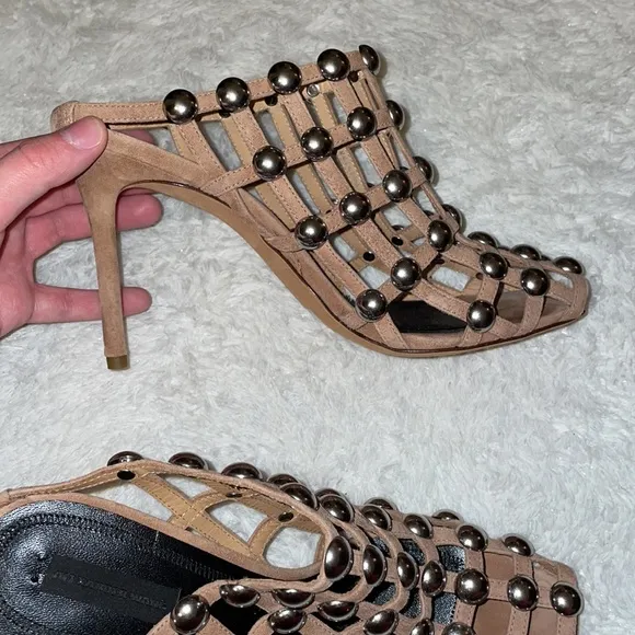 Alexander Wang sz 38 sexy silver studded slip on high heels designer sexy heels