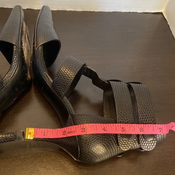 Alexander Wang Tati Lizard Black Strappy Leather Heels Size 36