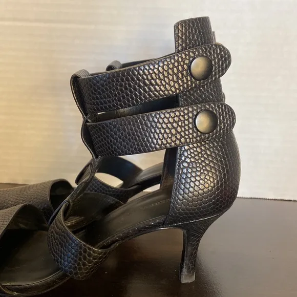 Alexander Wang Tati Lizard Black Strappy Leather Heels Size 36