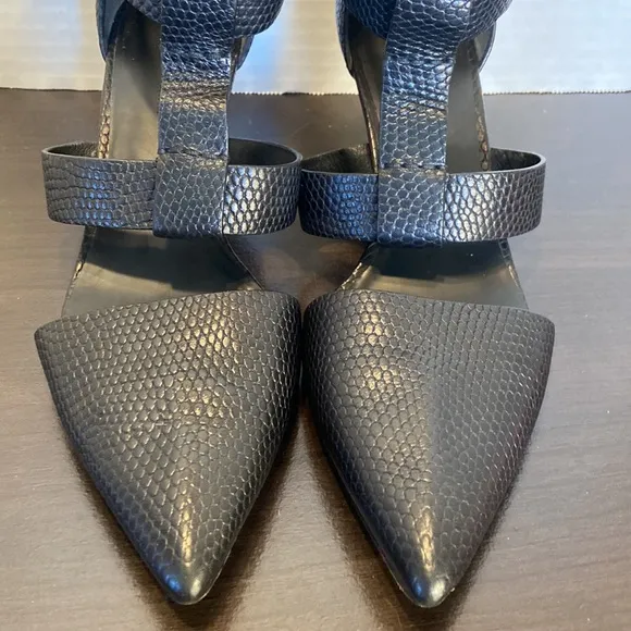 Alexander Wang Tati Lizard Black Strappy Leather Heels Size 36