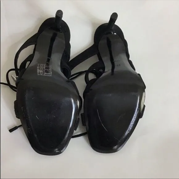 Alexander Wang Black Heel Mule Suede Allegra Strappy Mules Size 37