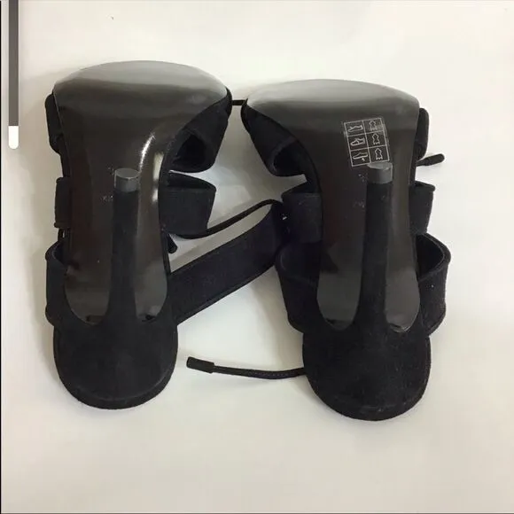 Alexander Wang Black Heel Mule Suede Allegra Strappy Mules Size 37