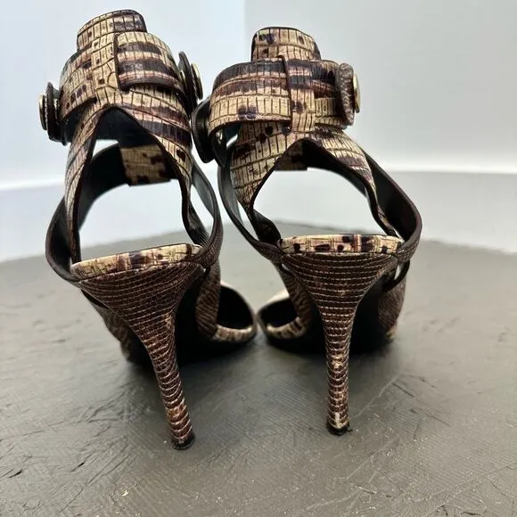 Alexander Wang Sonja Pump Python Brown Tan Reptile Pointed Toe Heels Size 37