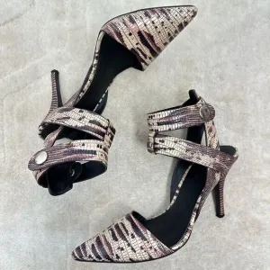 Alexander Wang Sonja Pump Python Brown Tan Reptile Pointed Toe Heels Size 37