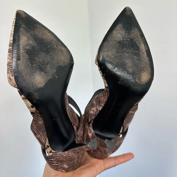 Alexander Wang Sonja Pump Python Brown Tan Reptile Pointed Toe Heels Size 37