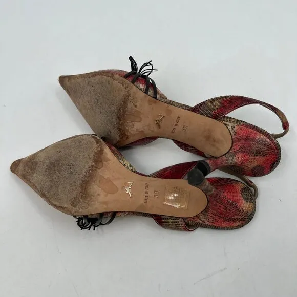Alexandra Neel Red Beige Bow Slingback Heels | Size 39EU