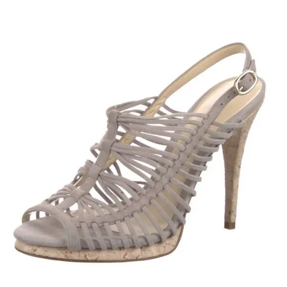 Alexandre Birman Suede Strappy Neutral Heels 9.5