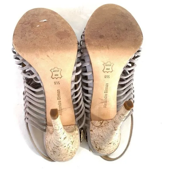 Alexandre Birman Suede Strappy Neutral Heels 9.5